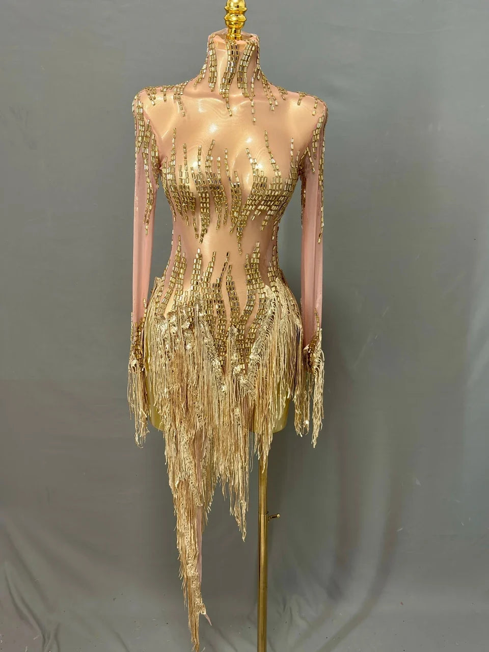Sparkly Rhinestone Sequin Tassel Dress – Women's Sexy Birthday, Stage & Dance Performance Costume