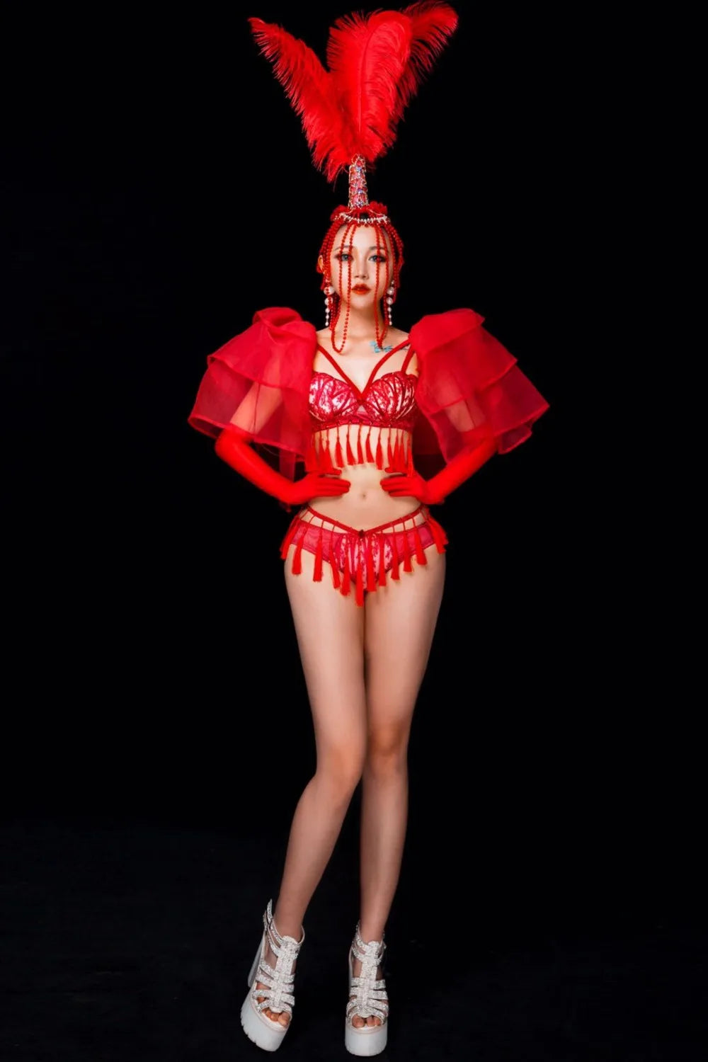 Showgirl-Style Dance Costume for Women, Stage Performance