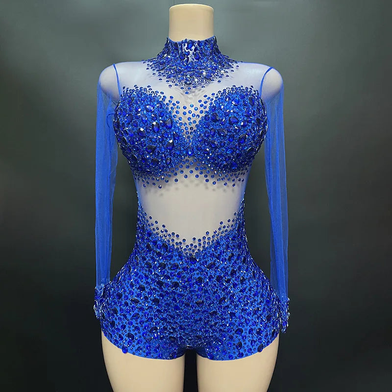 Sexy Mesh Lace Bodysuit Playsuit – Sheer Stage Costume for Nightclub, Dance & Performance | Stardust Starlets