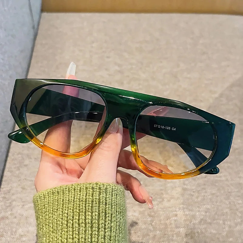 SHAUNA Retro Pilot Men Sunglasses Shades UV400 Fashion Gradient Women Double Color Punk Sun Glasses