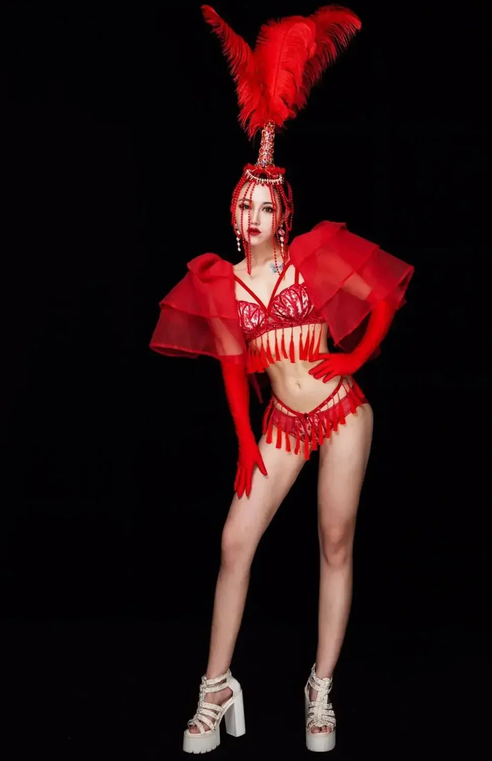 Showgirl-Style Dance Costume for Women, Stage Performance