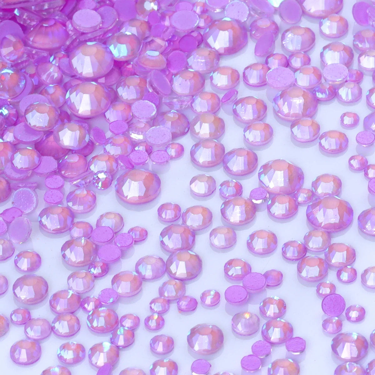 Mixed Size Glass Flatback Rhinestones, 1,440 Pieces | Shimmer Colors SS6–SS20