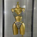 Women Sparkly Crystal Halter 2 Pieces Bikini Set Summer Vacation Beach Style Celebrate Swimsuit Swimwear