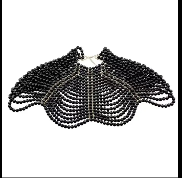 Showgirl Pearl Body Chain - Handmade Rhinestone Waist Chain Bra Harness for Rave & Burlesque Costumes