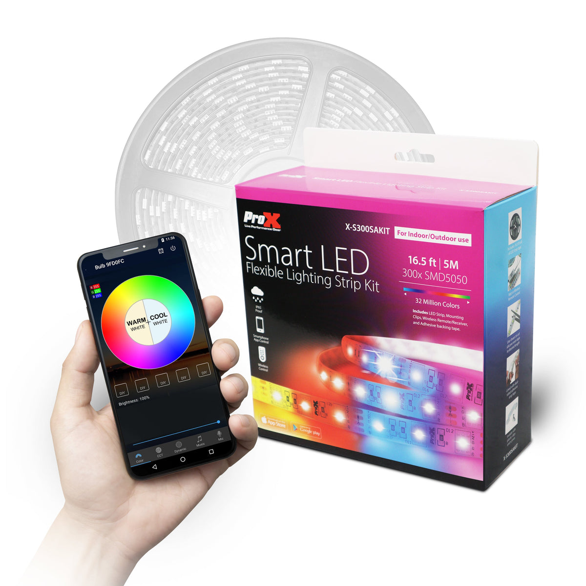ProX X-S300SAKIT - Smart LED Flexible Lighting Strip Kit – 16.5 ft | 5M