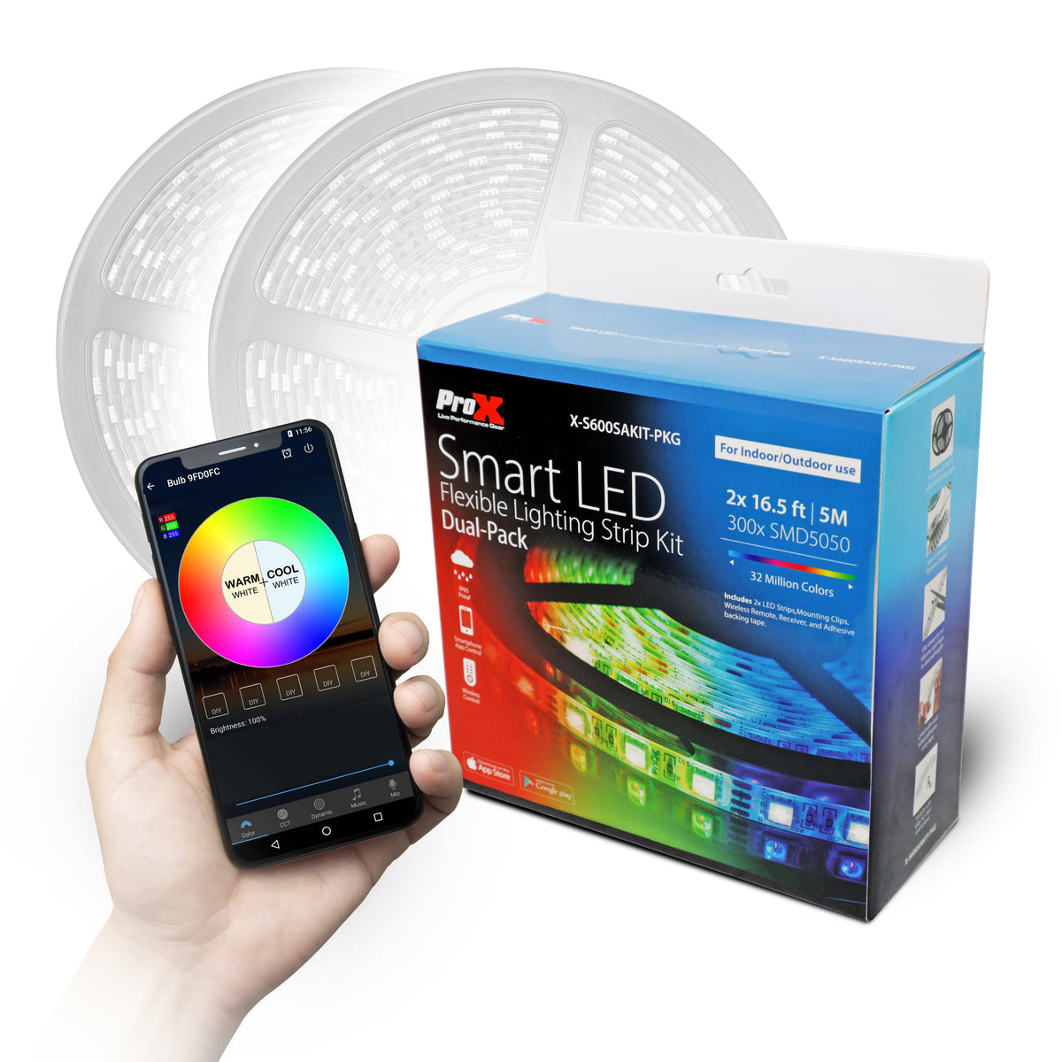 ProX X-S600SAKIT-PKG - Smart LED Flexible Lighting Strip Kit Dual Pack – 2x 16.5 ft | 5M