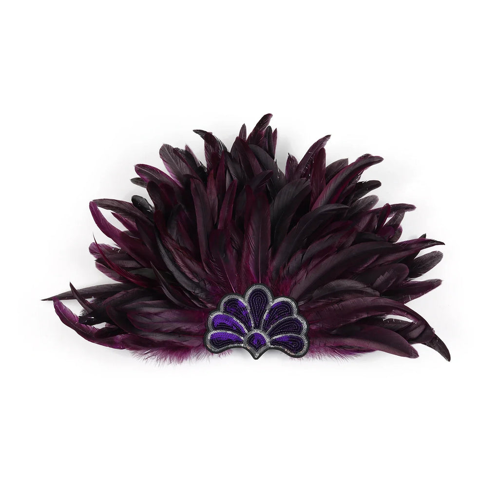 Mardi Gras Feather Crown Headband for Women | Glitter Sequin Carnival Hair Accessory