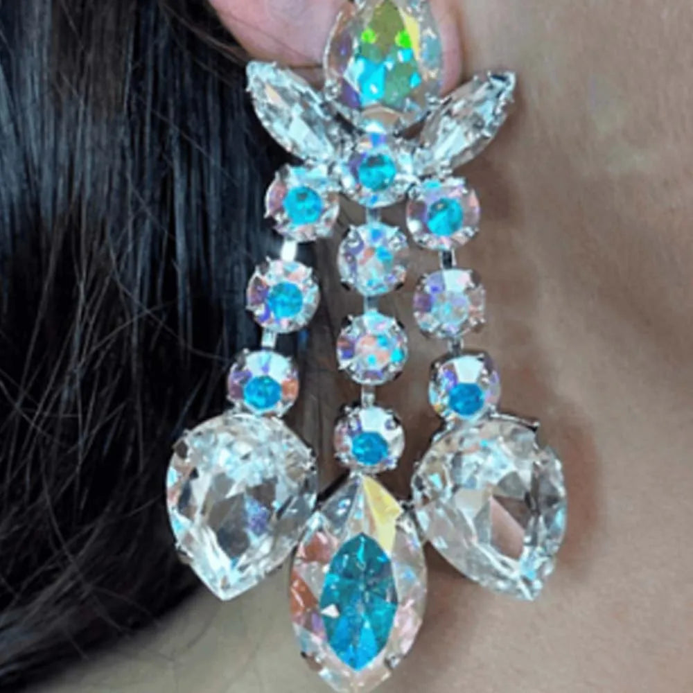 60mm Rhinestone Tassel Drop Earrings