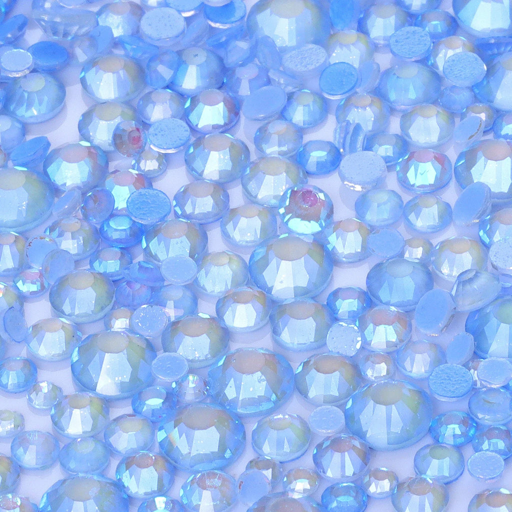 Mixed Size Glass Flatback Rhinestones, 1,440 Pieces | Shimmer Colors SS6–SS20
