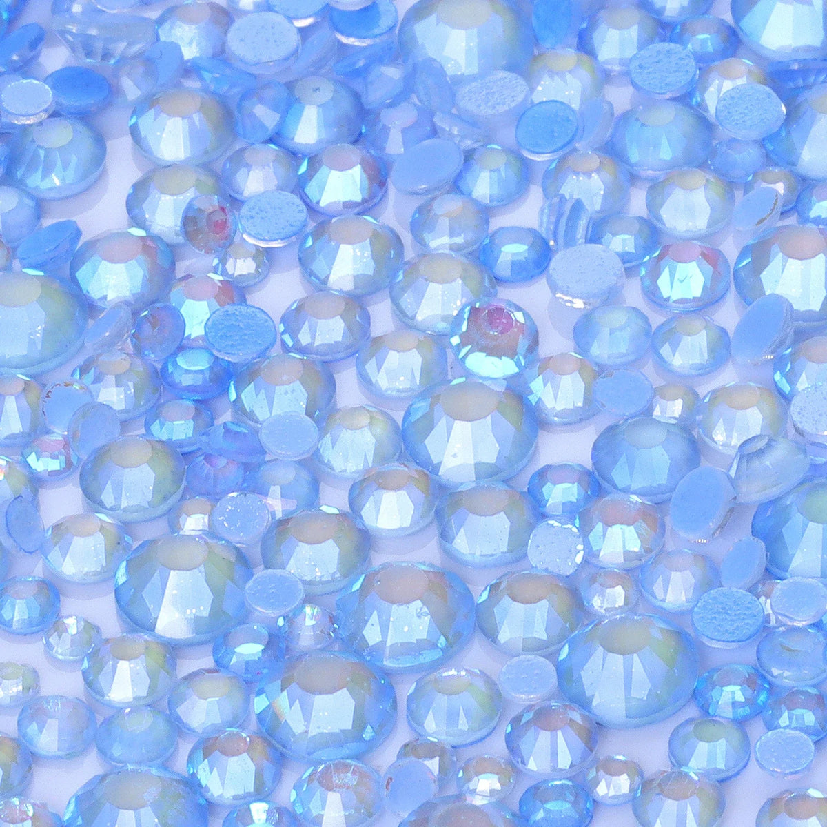 Mixed Size Glass Flatback Rhinestones, 1,440 Pieces | Shimmer Colors SS6–SS20
