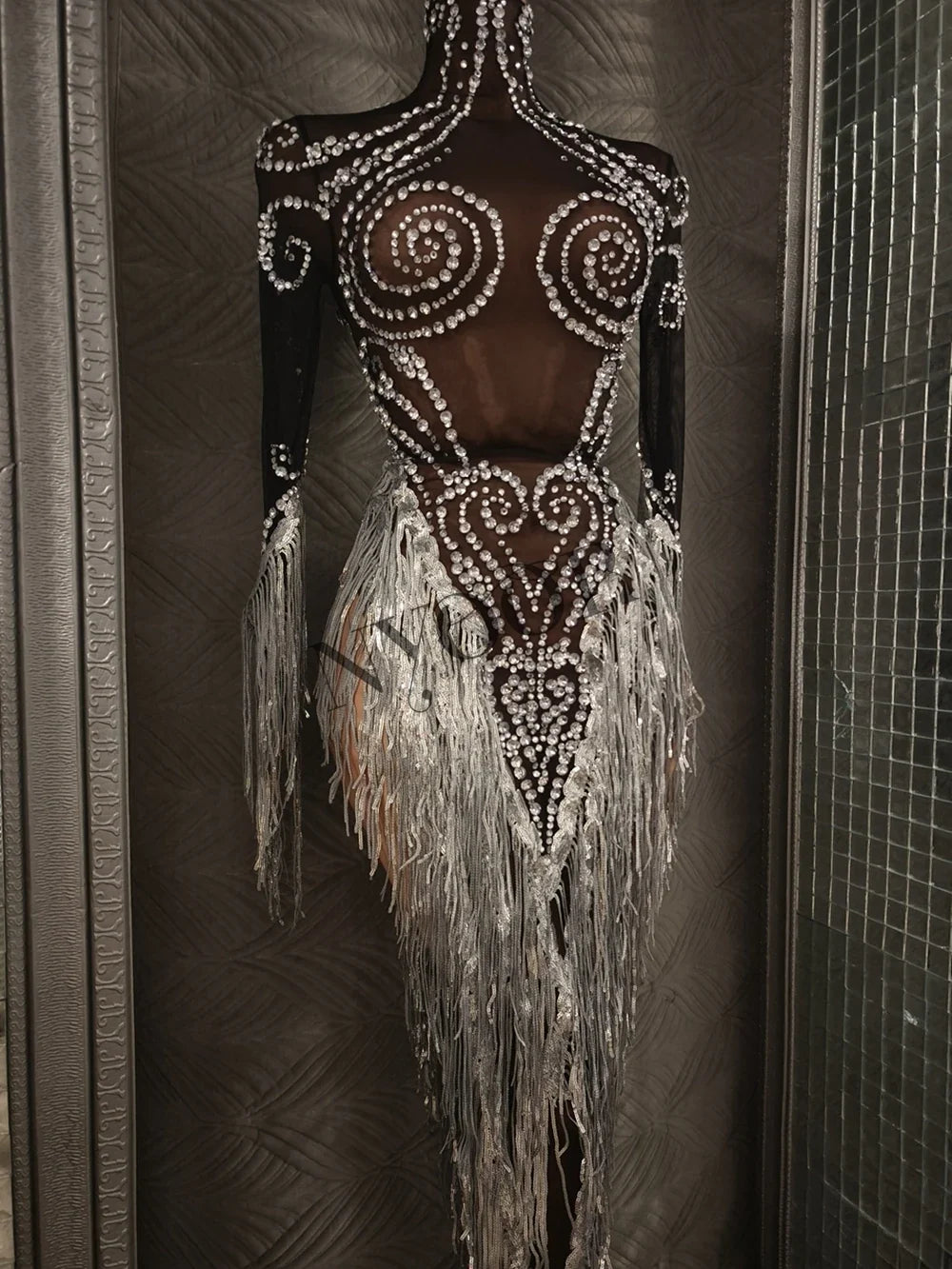 Sparkly Rhinestone Sequin Tassel Dress – Women's Sexy Birthday, Stage & Dance Performance Costume