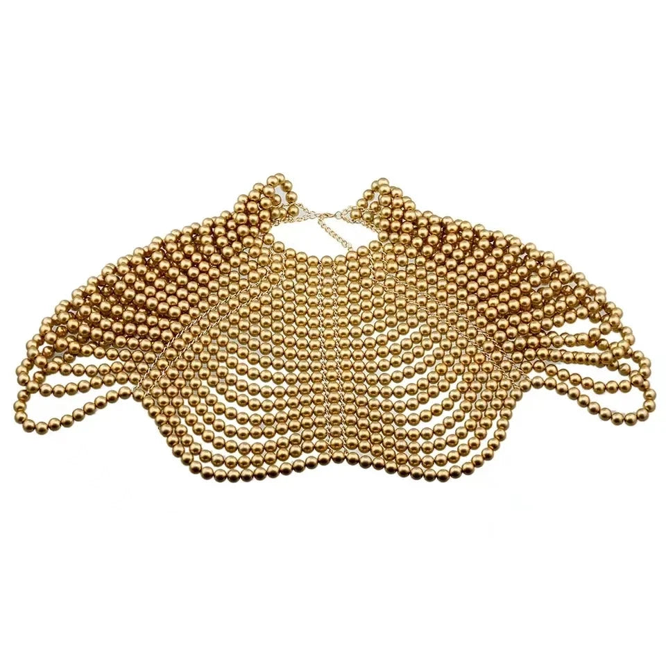 Showgirl Pearl Body Chain - Handmade Rhinestone Waist Chain Bra Harness for Rave & Burlesque Costumes