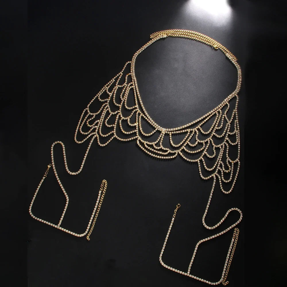 Rhinestone Waist Chain & Crystal Thong Set | Gold or Silver Body Jewelry