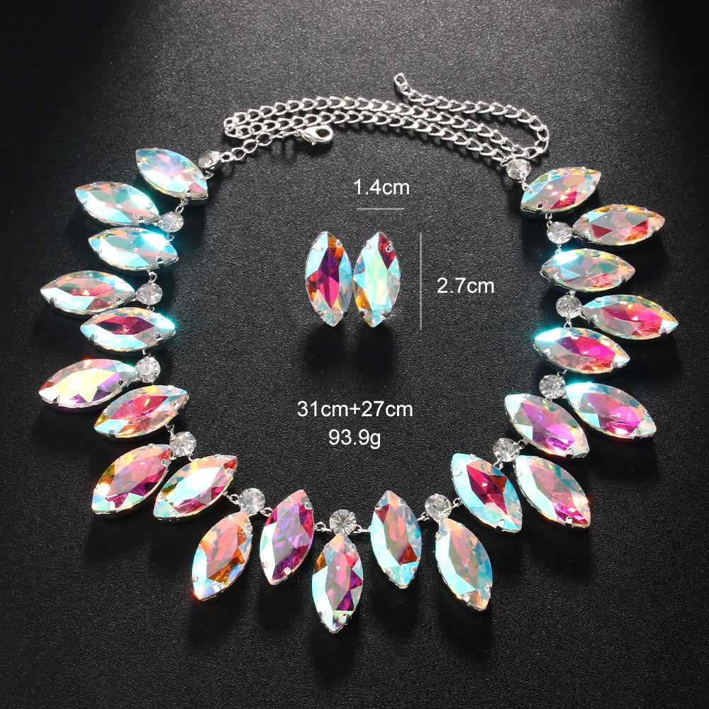 Rhinestone Bridesmaid Necklace & Earring Set for Women