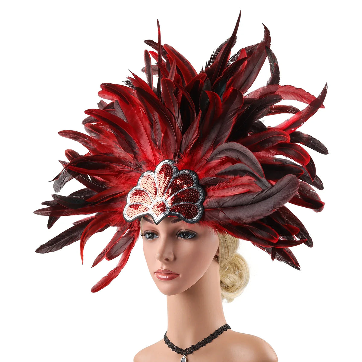 Mardi Gras Feather Crown Headband for Women | Glitter Sequin Carnival Hair Accessory