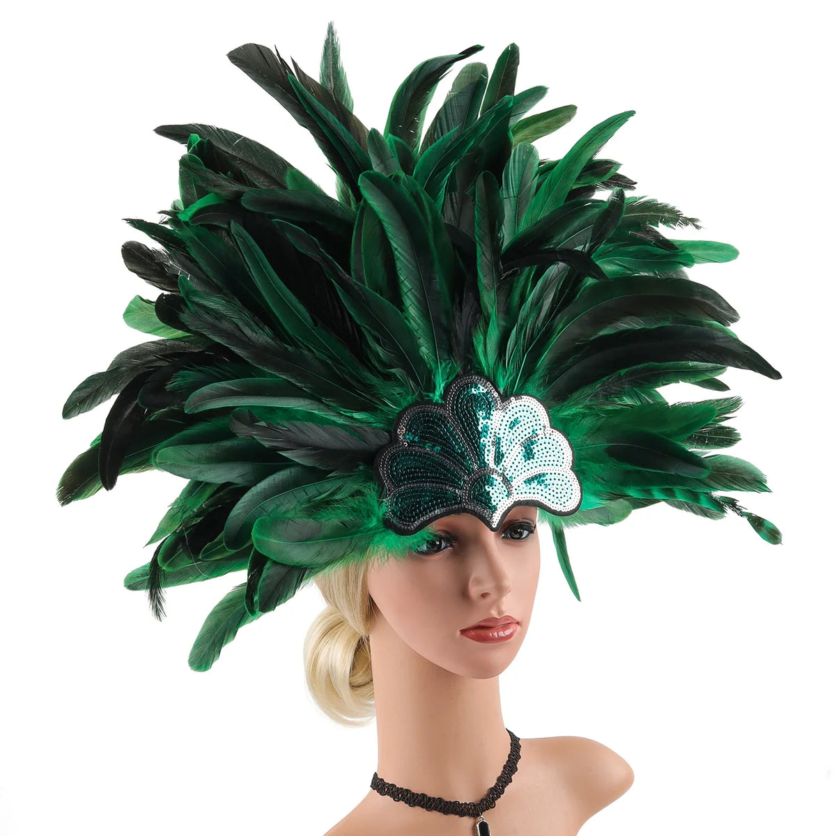 Mardi Gras Feather Crown Headband for Women | Glitter Sequin Carnival Hair Accessory
