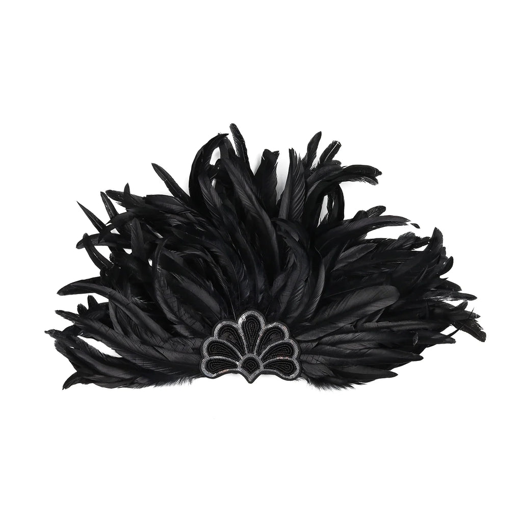 Mardi Gras Feather Crown Headband for Women | Glitter Sequin Carnival Hair Accessory