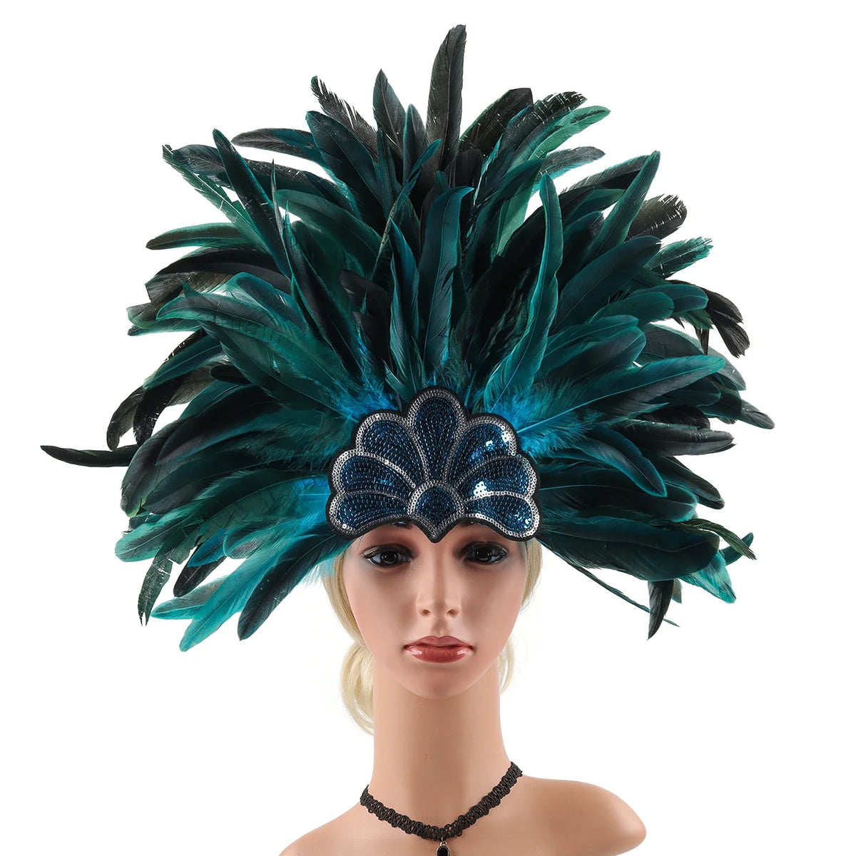 Mardi Gras Feather Crown Headband for Women | Glitter Sequin Carnival Hair Accessory