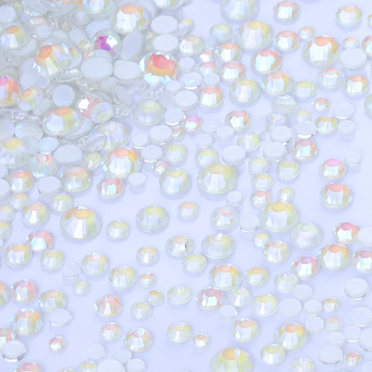 Mixed Size Glass Flatback Rhinestones, 1,440 Pieces | Shimmer Colors SS6–SS20