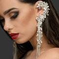 Geometric Tassel Ear Cuffs - No Piercing Clip-On Crystal Earrings for Women, Bridal & Party Jewelry