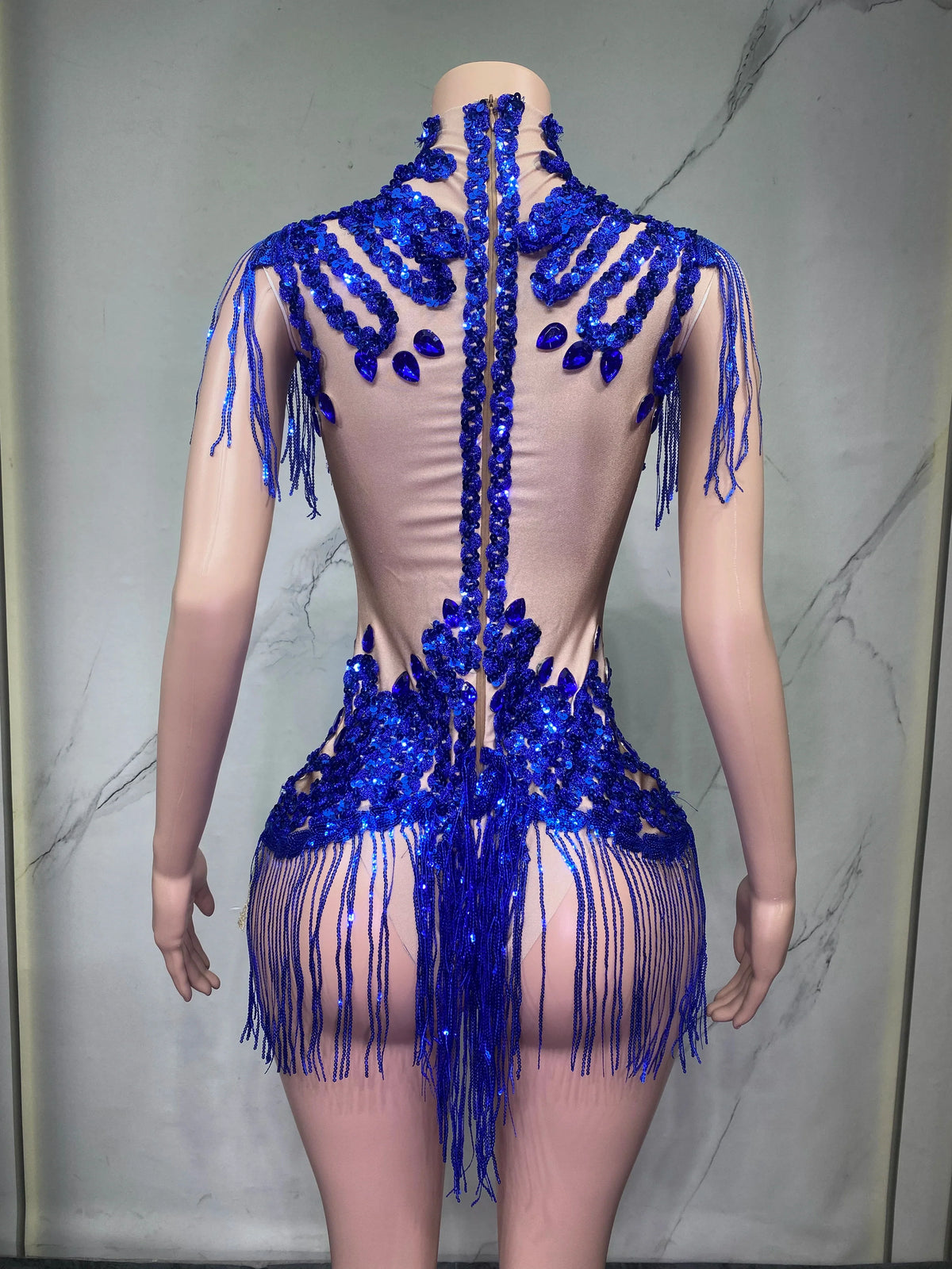 Sheer Mesh Rhinestone Performance Bodysuit for Women