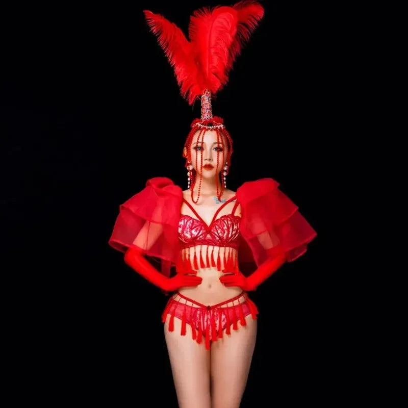 Showgirl-Style Dance Costume for Women, Stage Performance