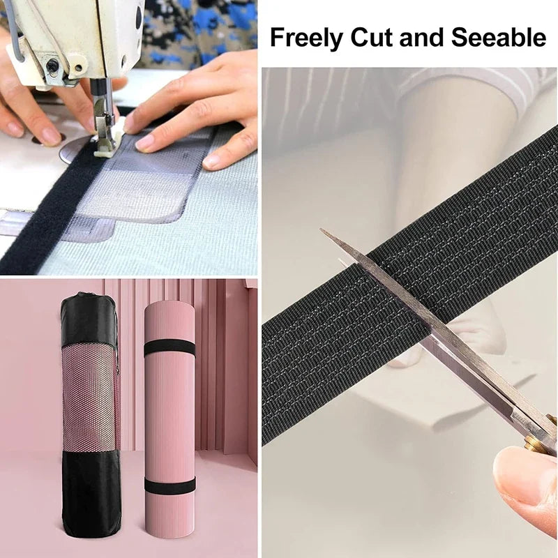 Reusable Cut-to-Length Cable Ties Adjustable Nylon Hook and Loop Straps with Buckles