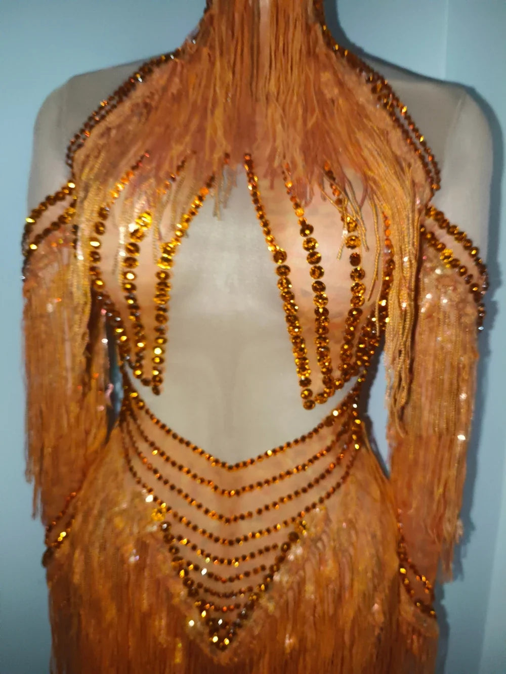 Sparkly Rhinestone Sequin Tassel Dress – Women's Sexy Birthday, Stage & Dance Performance Costume