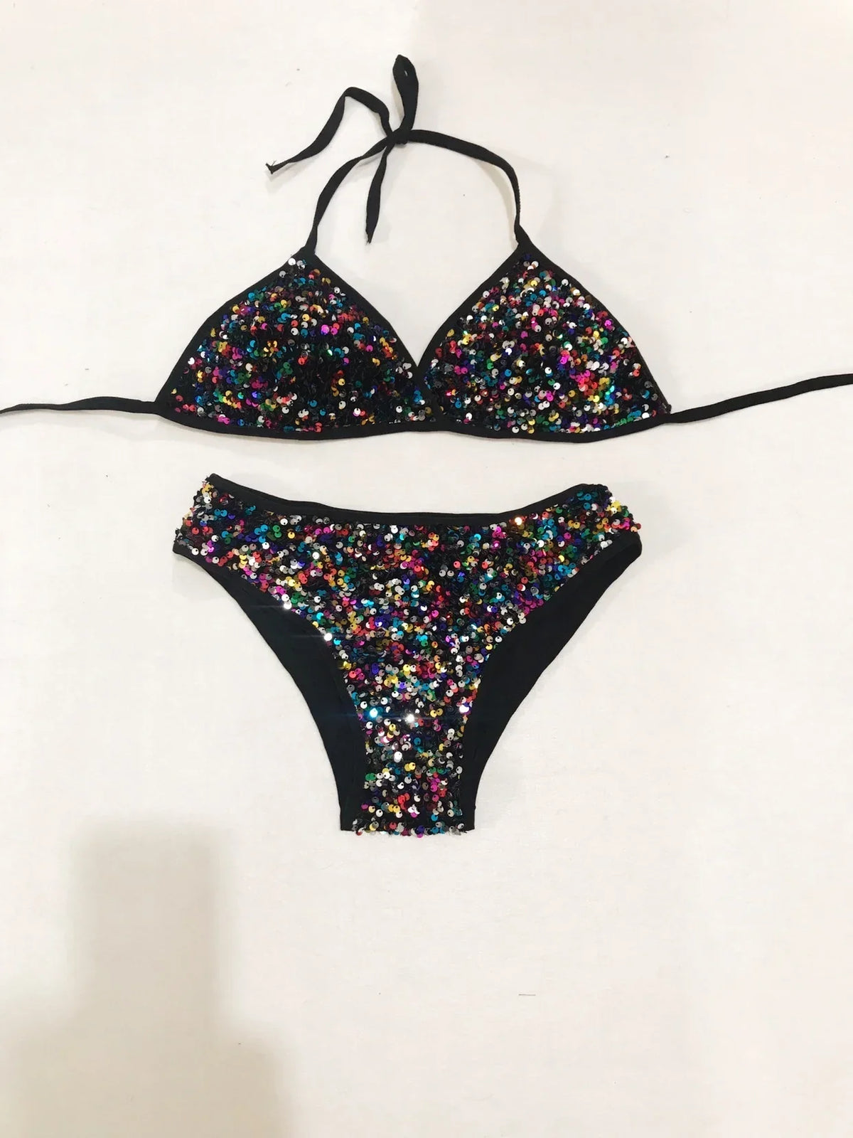 Sequin Bikini Pole Dance Costume for Women | Sparkly Rave & Nightclub Dancewear Set