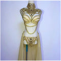 Women's Rhinestone Bikini & Long Trailing Skirt Set | Singer Host Stage Costume for Catwalk & Performance