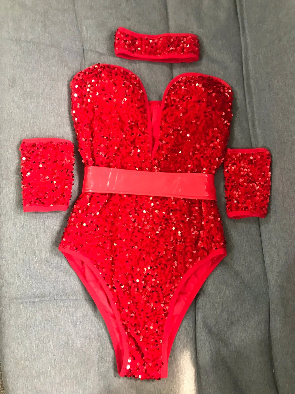 Women's Sequin Dance Bodysuit Costume for Dai & Chinese Folk Dance
