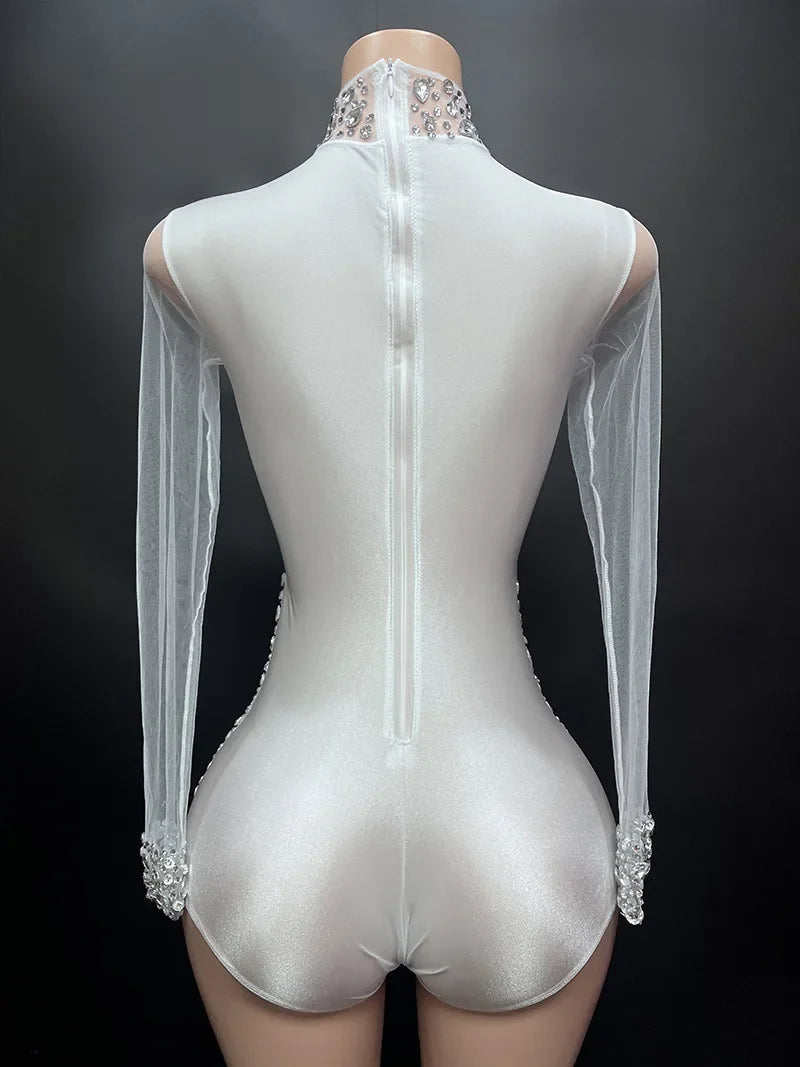 Sexy Mesh Lace Bodysuit Playsuit – Sheer Stage Costume for Nightclub, Dance & Performance | Stardust Starlets