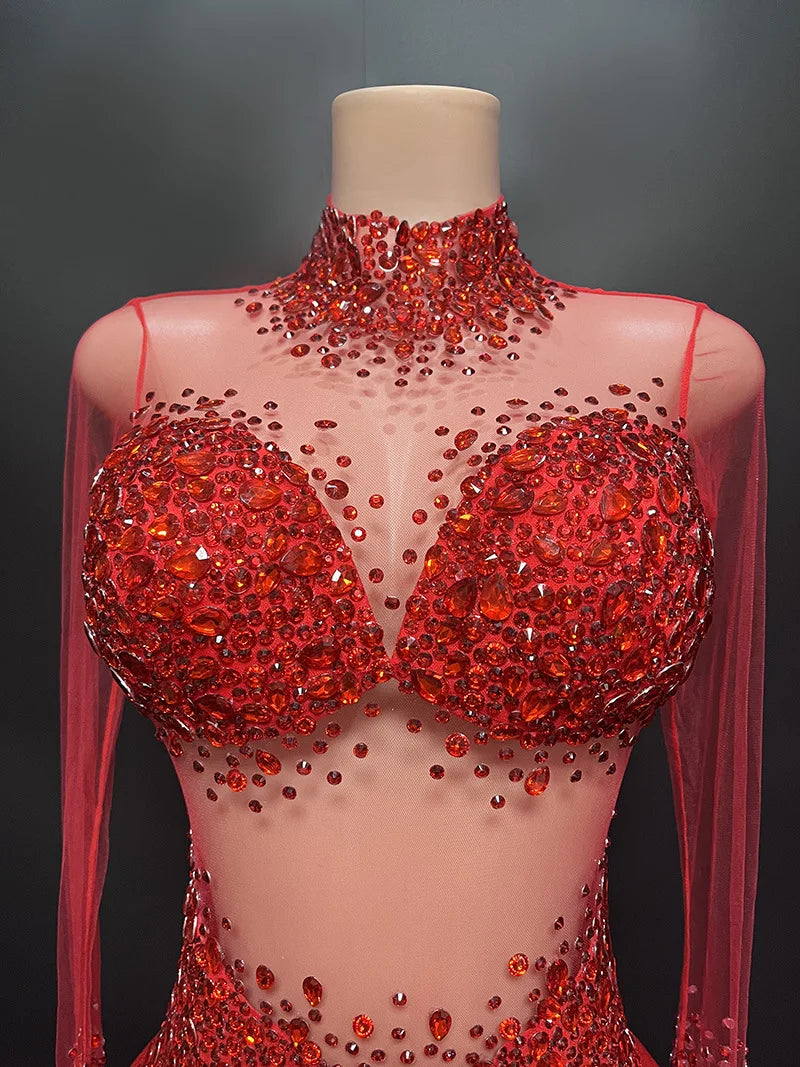 Sexy Mesh Lace Bodysuit Playsuit – Sheer Stage Costume for Nightclub, Dance & Performance | Stardust Starlets