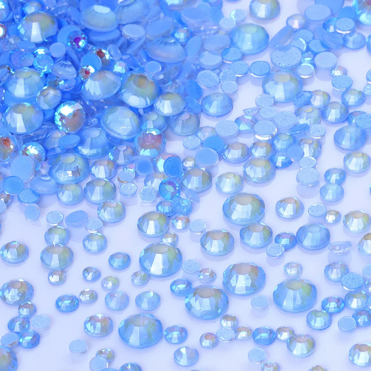 Mixed Size Glass Flatback Rhinestones, 1,440 Pieces | Shimmer Colors SS6–SS20