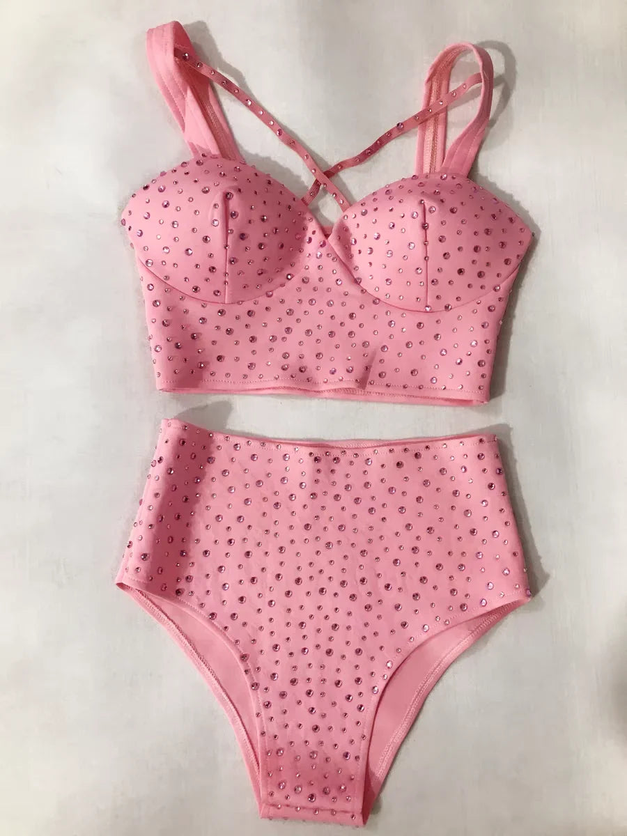 Pink Stage Dance Bodysuit with Flared Hip Panels | Performance Costume