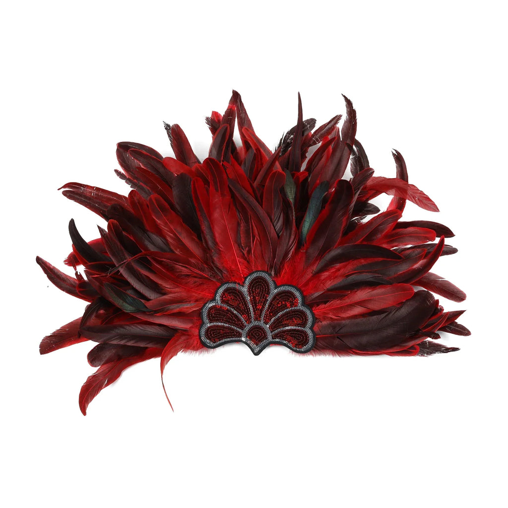 Mardi Gras Feather Crown Headband for Women | Glitter Sequin Carnival Hair Accessory