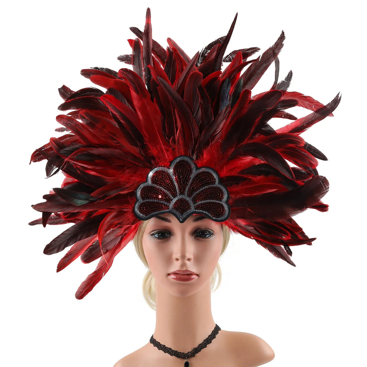 Mardi Gras Feather Crown Headband for Women | Glitter Sequin Carnival Hair Accessory