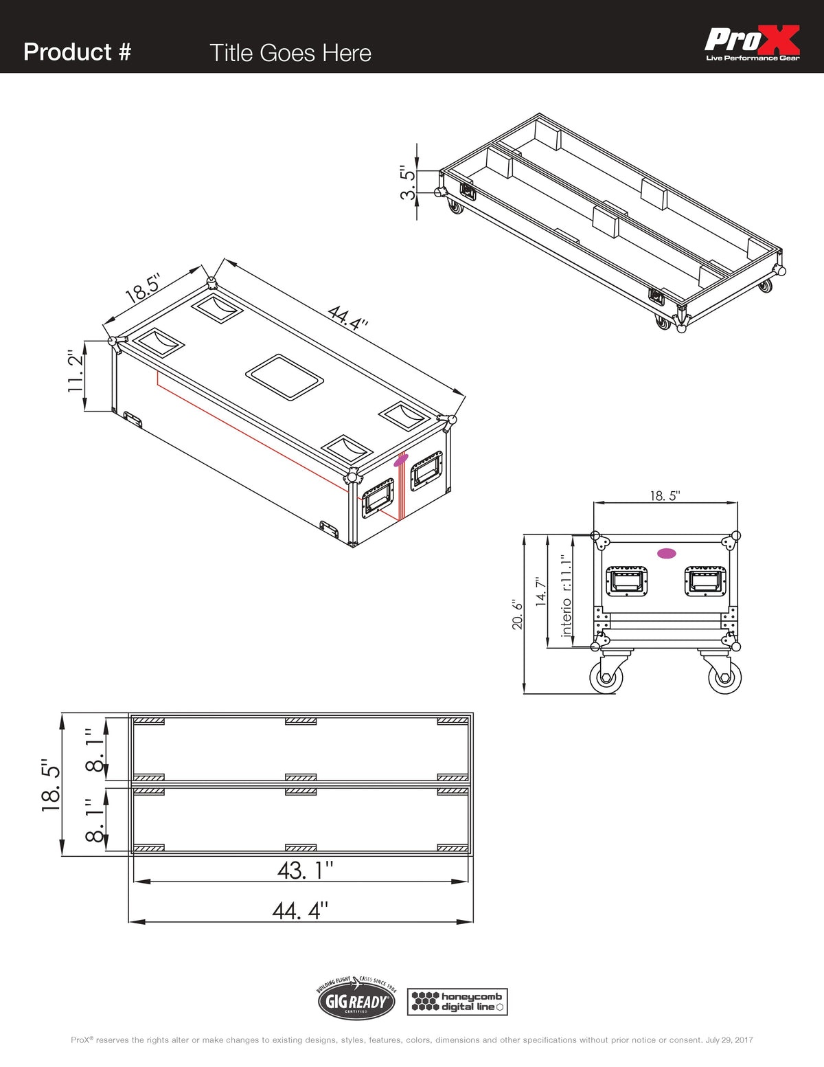 ProX XS-RCF-NXL24A - Flight Case for Two RCF NX L24-A MK2 Column Array Speakers W/4 Inch Casters