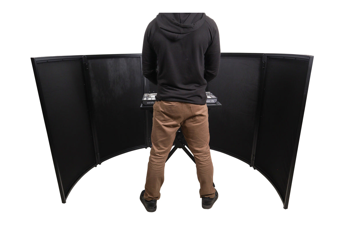 ProX XF-LUNABLK - LUNA DJ Facade 5 Panel Curved with Black White Scrim Kit Black Hardware