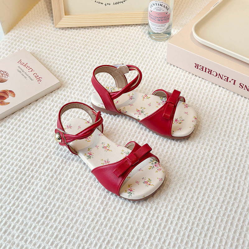 Summer New Korean-style Girls Princess Shoes With A Bow And A Strap Across The Foot