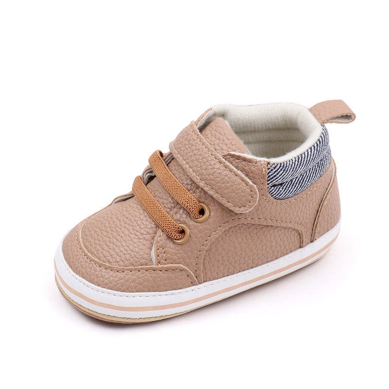 Fashionable Solid-color PU Leather First-walker Shoes For Babies
