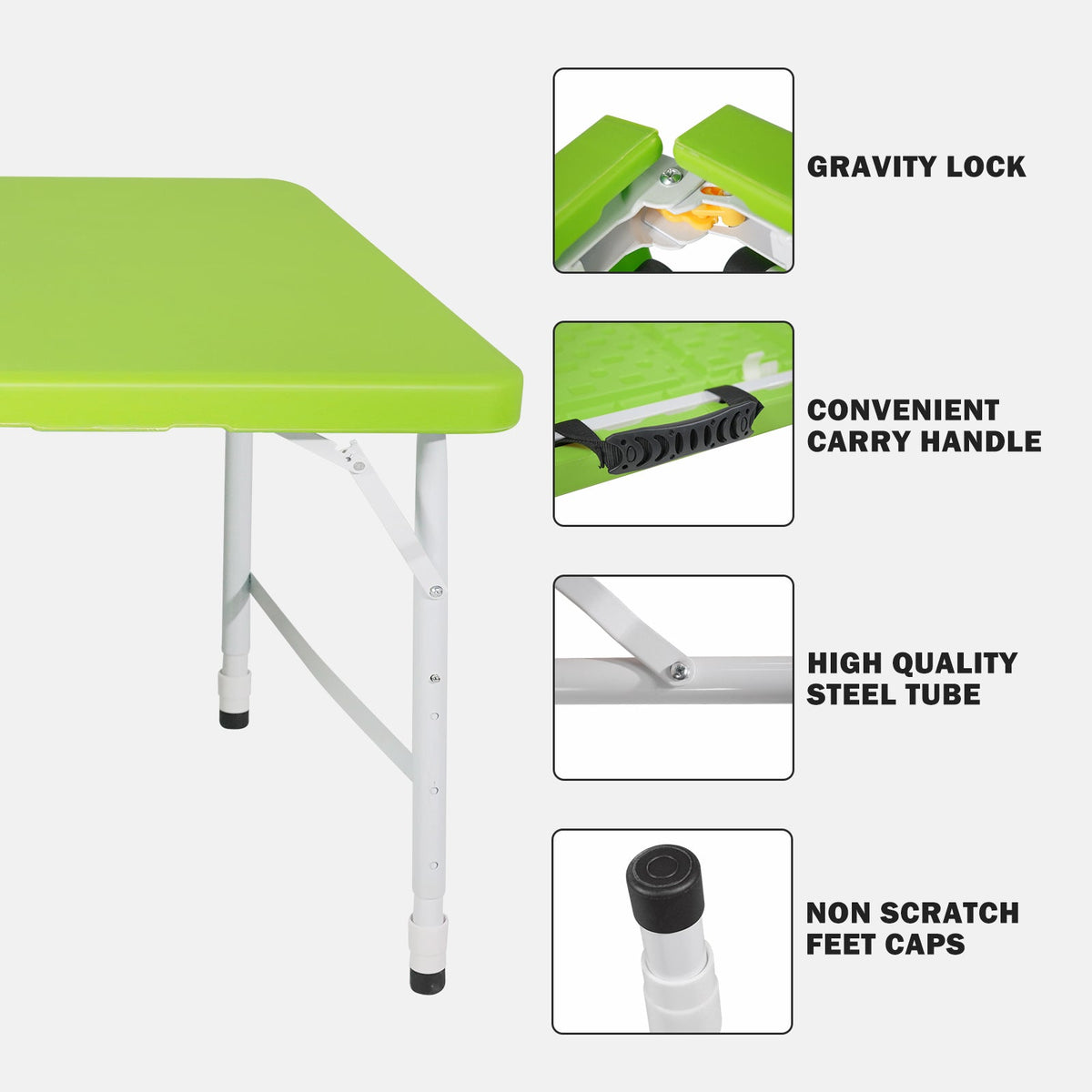 4ft Foldable Outdoor Table with Durable Construction - White