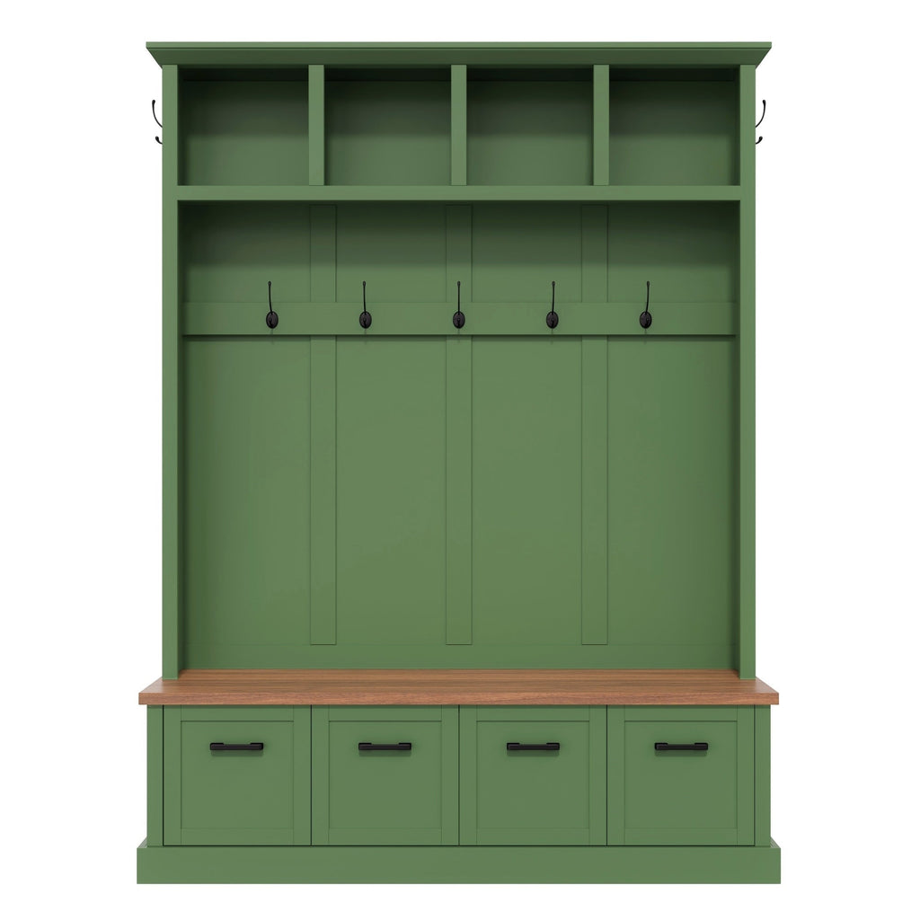 ON-TREND Farmhouse Hall Tree with Storage Bench