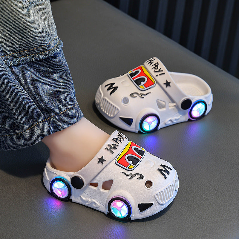 Childrens Car-Shaped Glowing Non-Slip Soft-Soled Slippers
