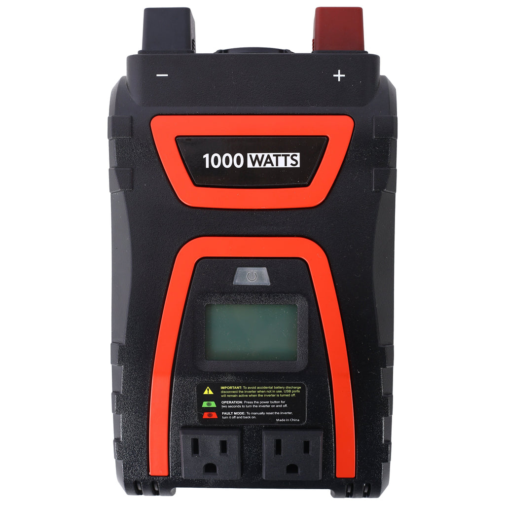 1000 Watt Power Inverter with LED Display - Modified Sine Wave, Portable - Black