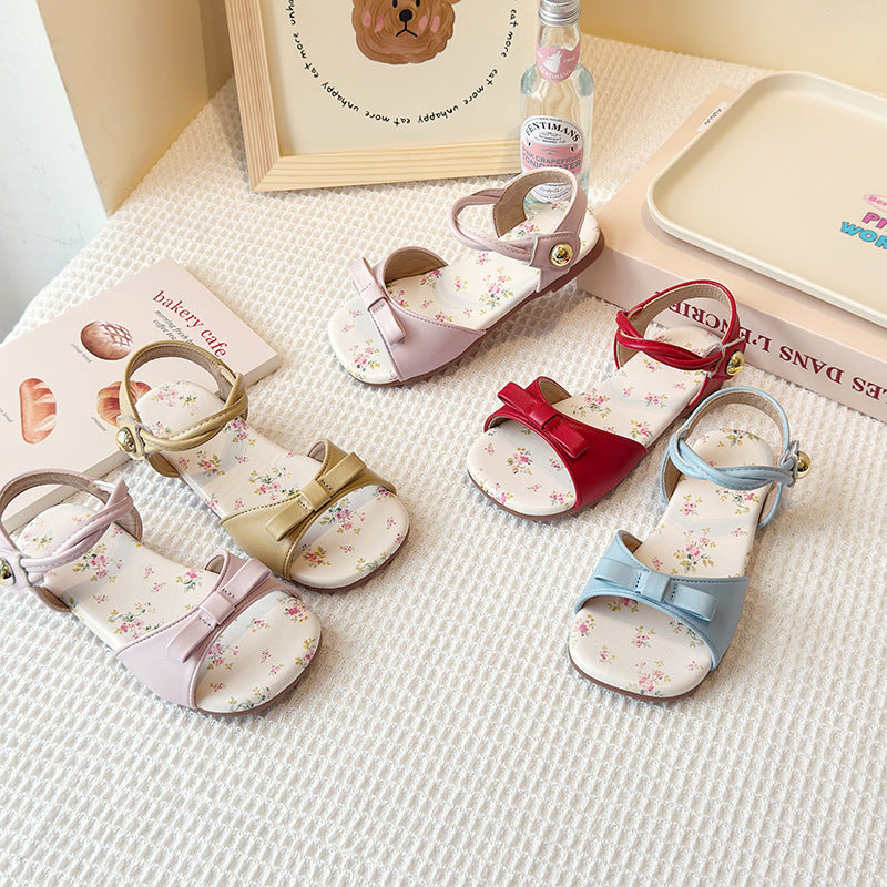 Summer New Korean-style Girls Princess Shoes With A Bow And A Strap Across The Foot