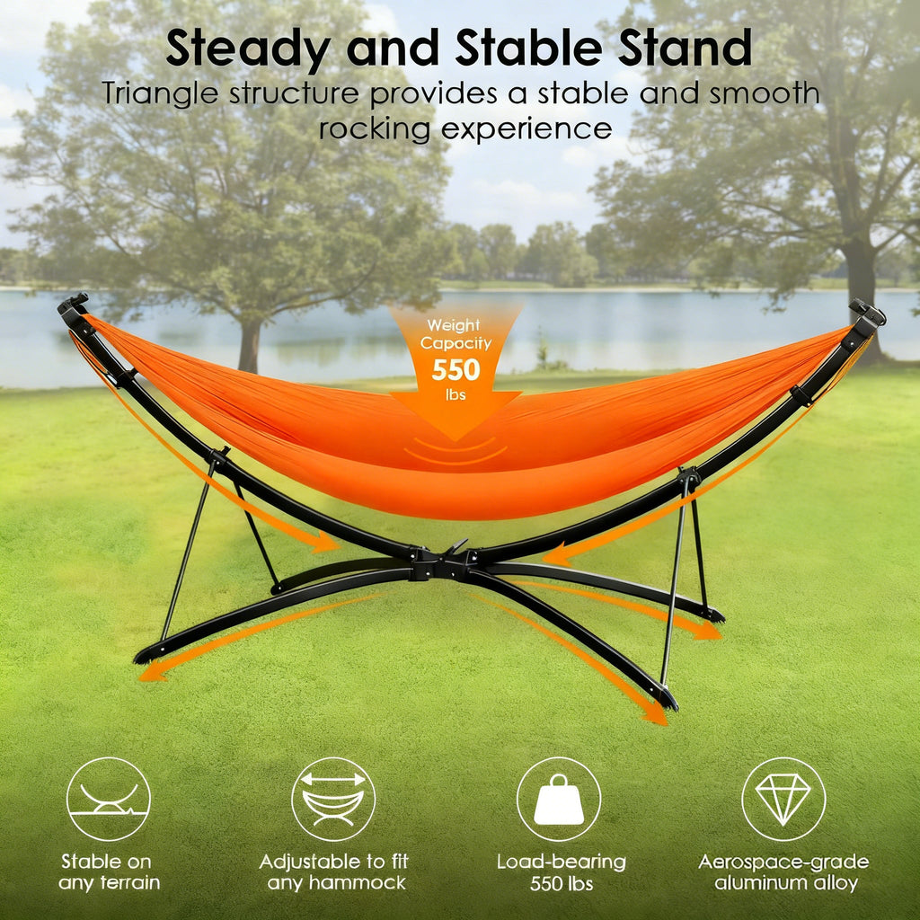 Portable Outdoor Hammock with Quick-Fold Stand and Adjustable Sunshade