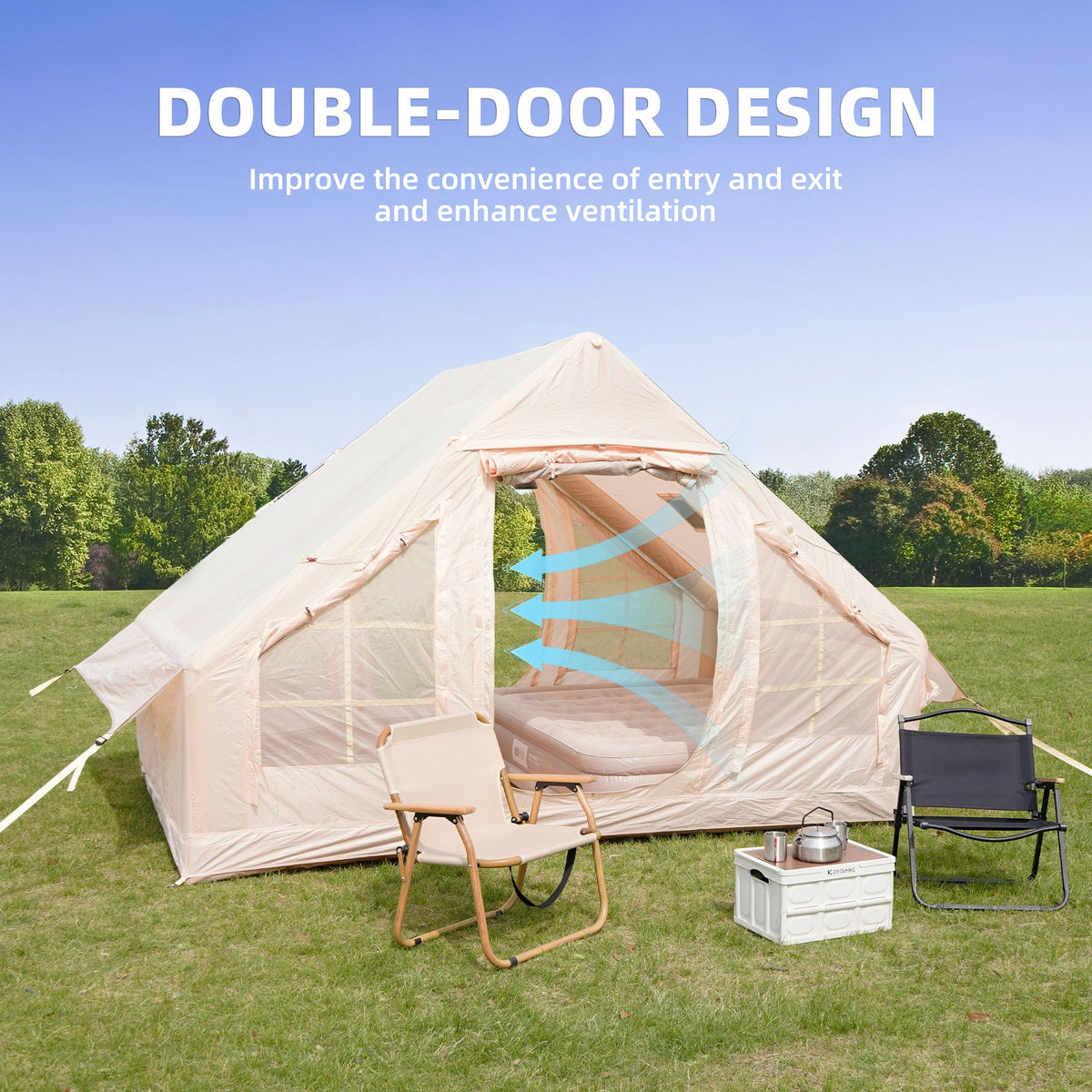 Inflatable Camping Tent with Hand Pump – Durable Oxford Fabric Outdoor Shelter