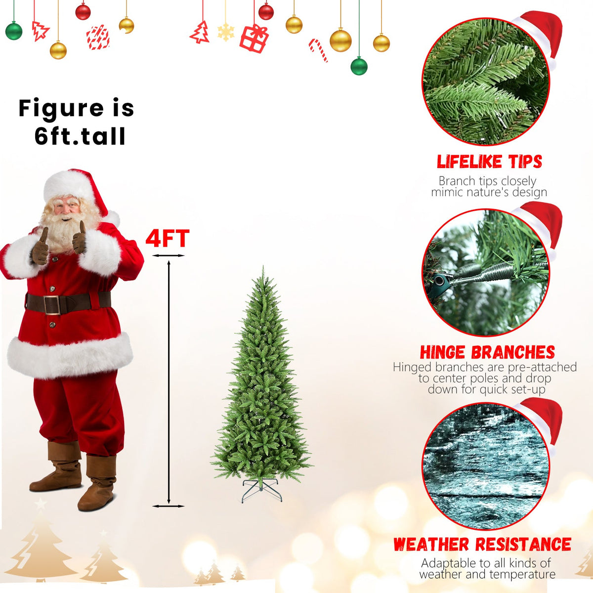 7FT Slim Christmas Tree