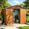 8ft x 6ft Outdoor Metal Storage Shed with Metal Foundation